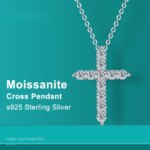 Colgante de cruz de moissanita completo, cadena Original de plata Sterg chapada en oro blanco, collar fino para joyería de mujer
