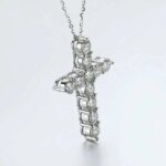 Colgante de cruz de moissanita completo, cadena Original de plata Sterg chapada en oro blanco, collar fino para joyería de mujer - Imagen 5