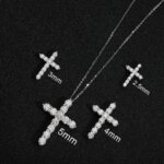 Colgante de cruz de moissanita completo, cadena Original de plata Sterg chapada en oro blanco, collar fino para joyería de mujer - Imagen 2