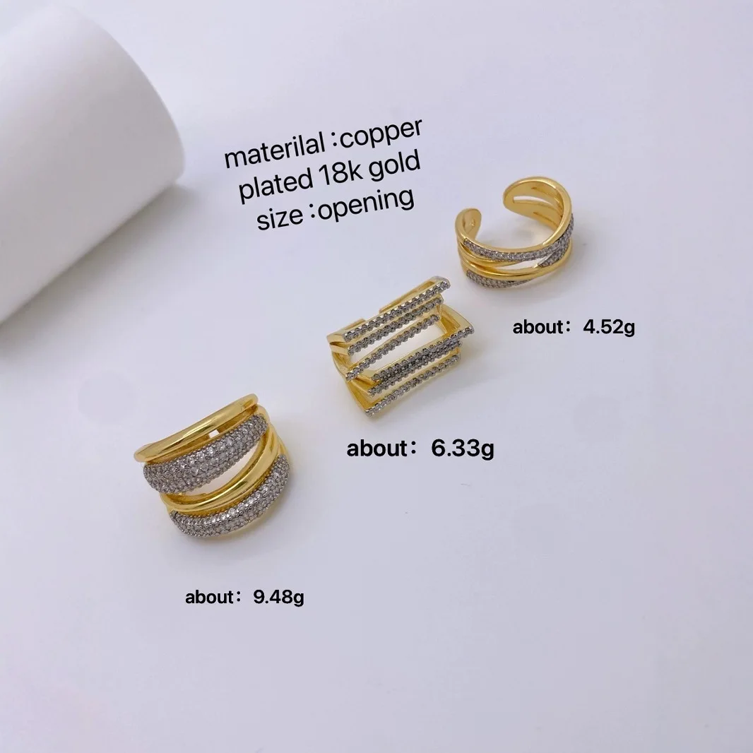 5 piezas al por mayor exageradas creativas anillos de cristal de circón diseño de capa joyería de moda para mujer regalo