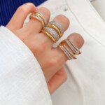 5 piezas al por mayor exageradas creativas anillos de cristal de circón diseño de capa joyería de moda para mujer regalo