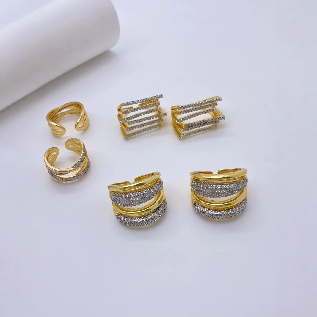 5 piezas al por mayor exageradas creativas anillos de cristal de circón diseño de capa joyería de moda para mujer regalo
