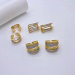5 piezas al por mayor exageradas creativas anillos de cristal de circón diseño de capa joyería de moda para mujer regalo - Imagen 2