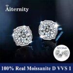Certificados GRA 100% moissanita auténtica Plata de Ley 925 D VVS1 Pass Diamond Tester Pen pendientes de tuerca de moissanita para mujer - Imagen 4
