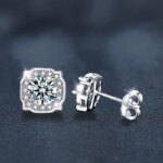 Certificados GRA 100% moissanita auténtica Plata de Ley 925 D VVS1 Pass Diamond Tester Pen pendientes de tuerca de moissanita para mujer - Imagen 5