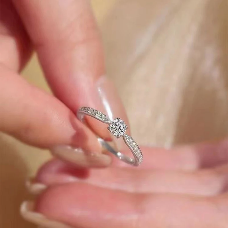 Anillo de Moissanita con Cuatro Garras y Certificado GRA, Banda de Diamantes de Laboratorio para Mujer, Plata de Ley 925 Chapada en Oro, Joyería Fina