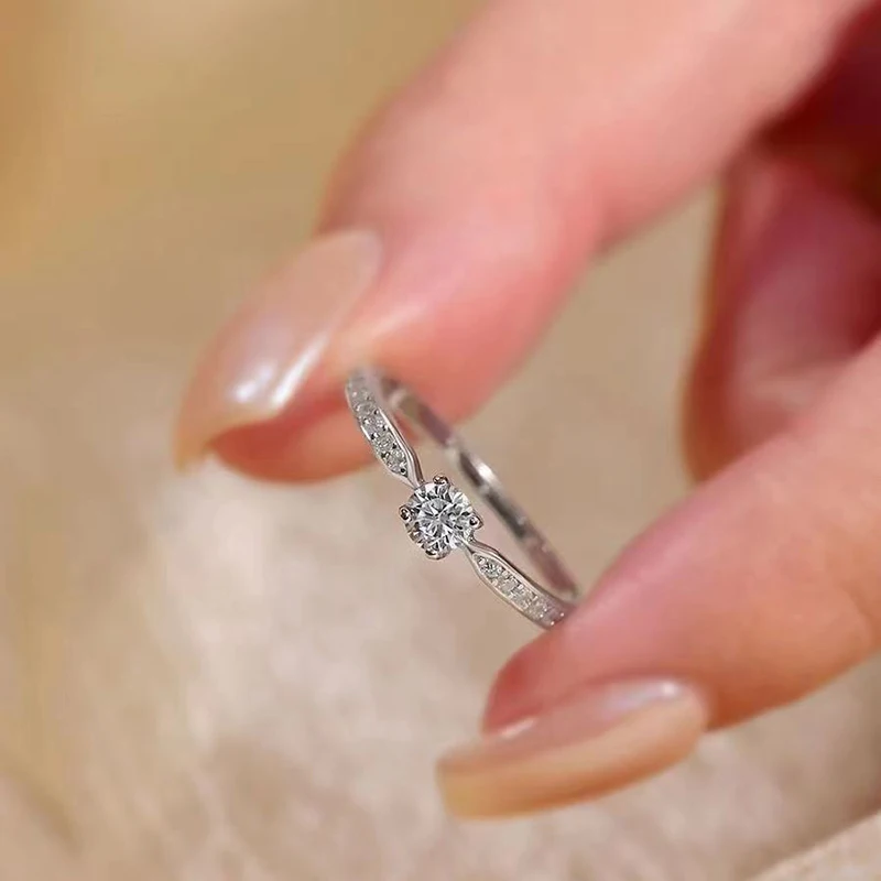Anillo de Moissanita con Cuatro Garras y Certificado GRA, Banda de Diamantes de Laboratorio para Mujer, Plata de Ley 925 Chapada en Oro, Joyería Fina