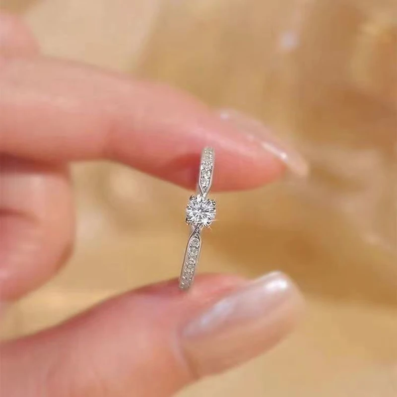 Anillo de Moissanita con Cuatro Garras y Certificado GRA, Banda de Diamantes de Laboratorio para Mujer, Plata de Ley 925 Chapada en Oro, Joyería Fina