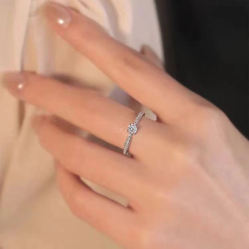 Anillo de Moissanita con Cuatro Garras y Certificado GRA, Banda de Diamantes de Laboratorio para Mujer, Plata de Ley 925 Chapada en Oro, Joyería Fina