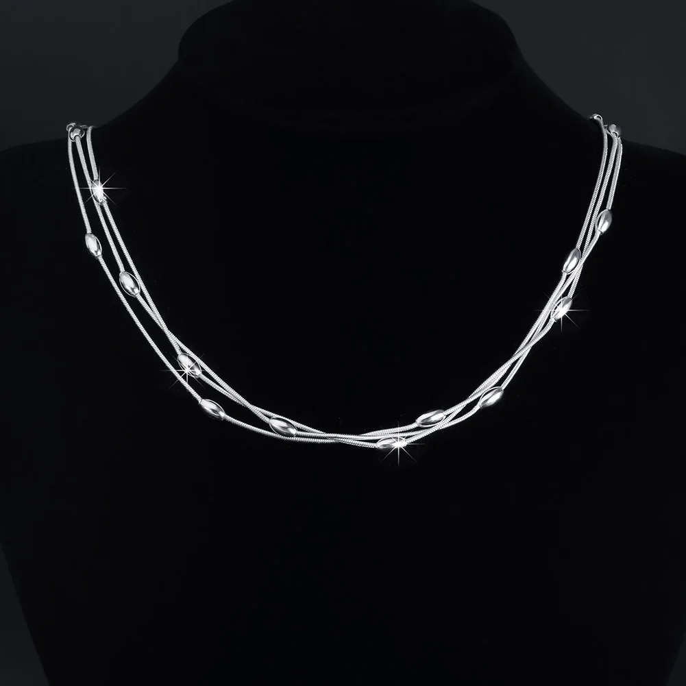 Collar de cuentas de plata de ley 925 para mujer, accesorios de lujo para fiesta y boda, joyería, regalos de navidad