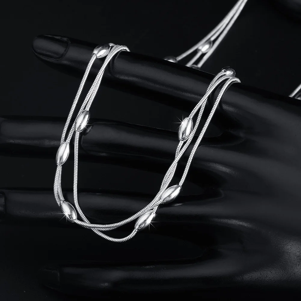 Collar de cuentas de plata de ley 925 para mujer, accesorios de lujo para fiesta y boda, joyería, regalos de navidad