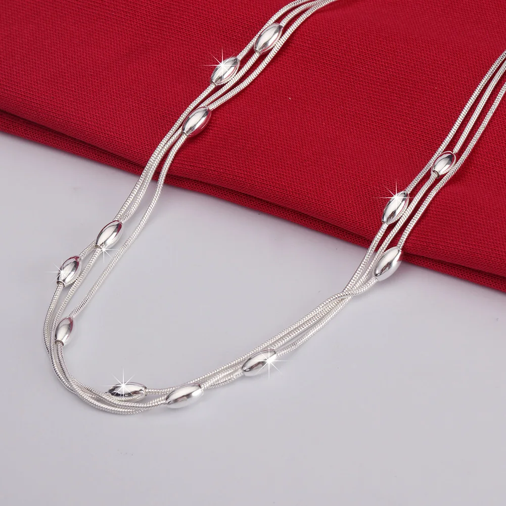 Collar de cuentas de plata de ley 925 para mujer, accesorios de lujo para fiesta y boda, joyería, regalos de navidad