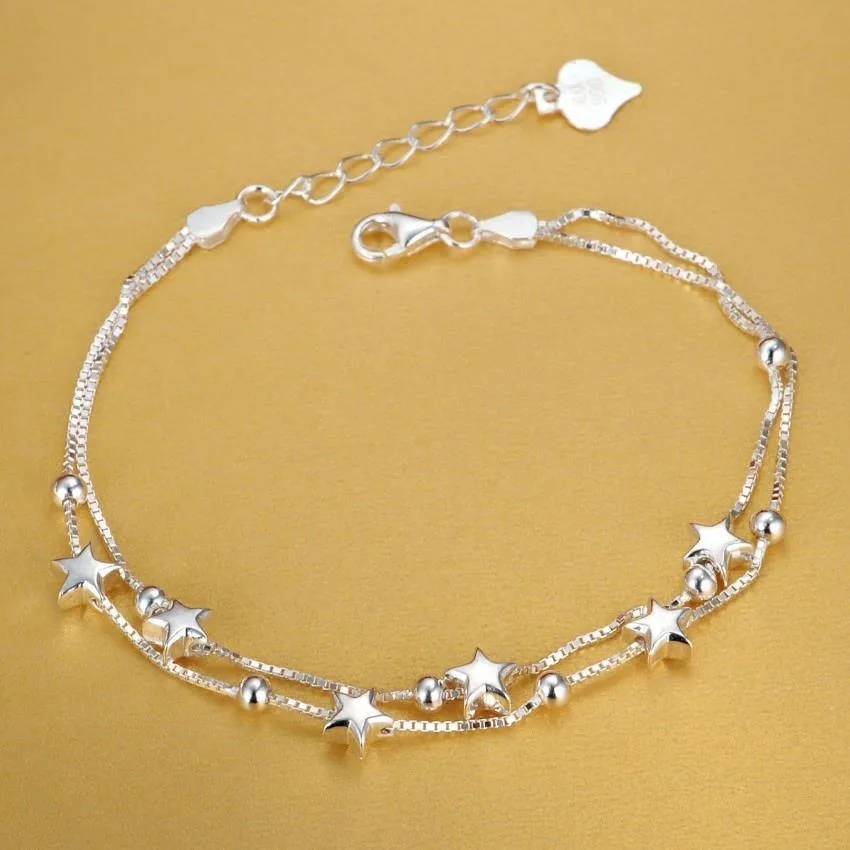 Pulseras de plata de ley 925 con estrellas para mujer, dijes de diseñador de moda, joyería para fiestas y bodas, regalos navideños