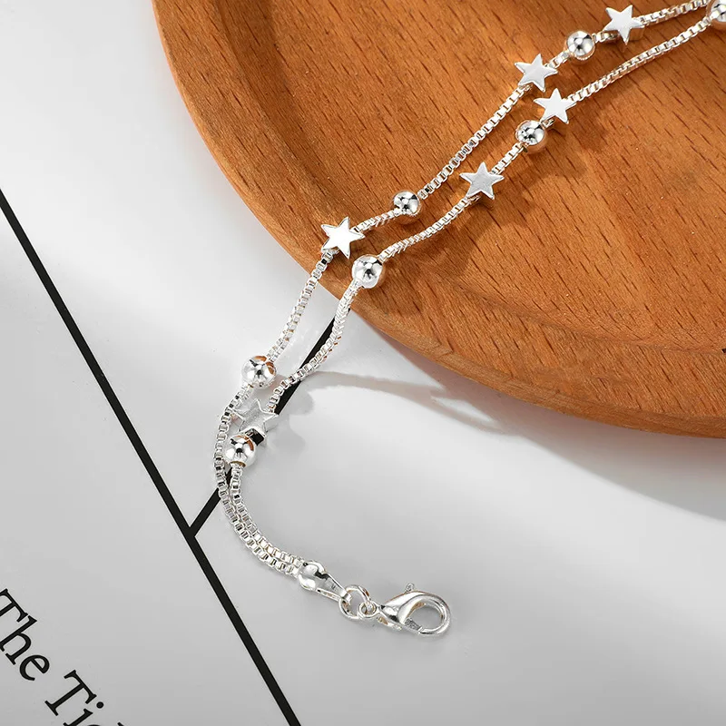Pulseras de plata de ley 925 con estrellas para mujer, dijes de diseñador de moda, joyería para fiestas y bodas, regalos navideños