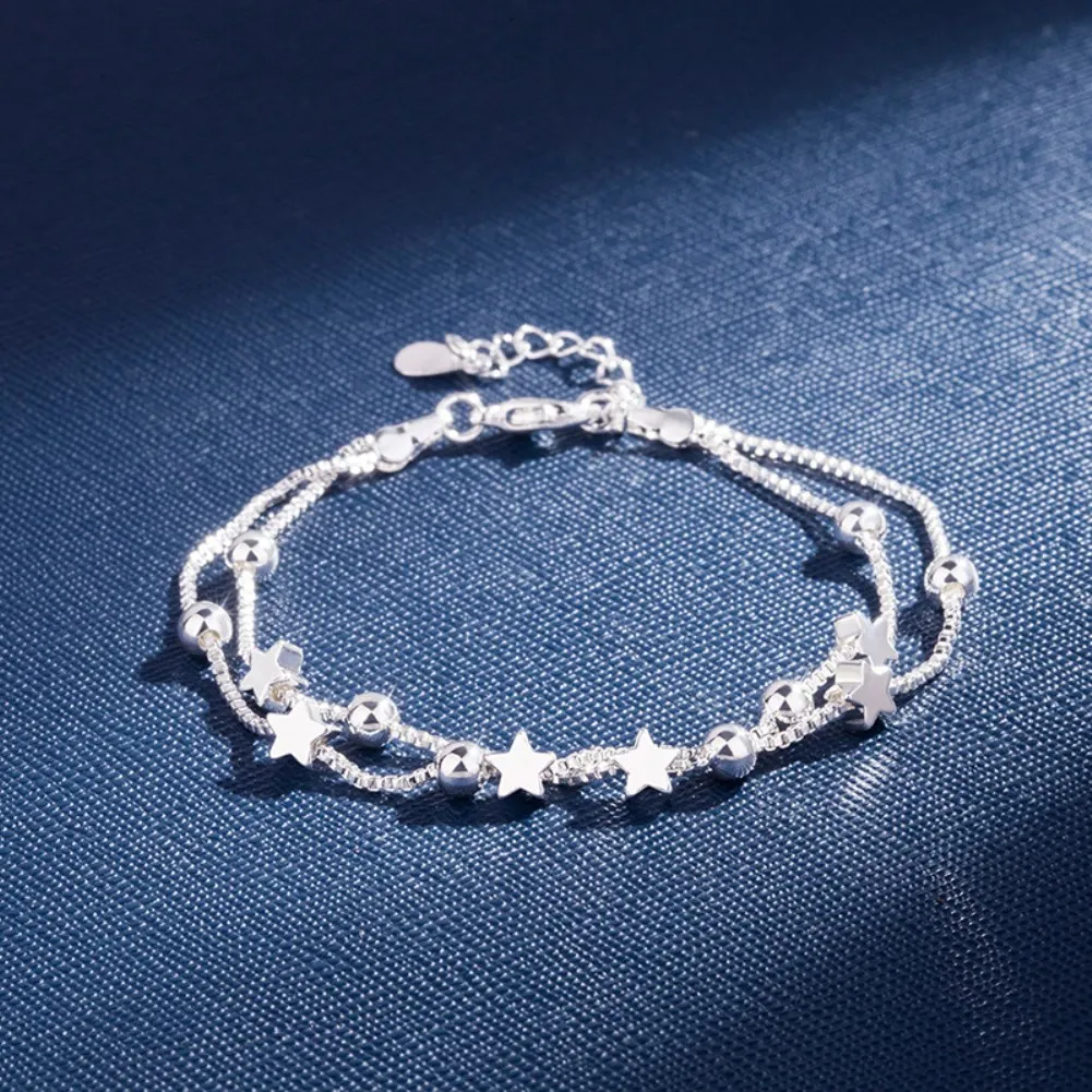 Pulseras de plata de ley 925 con estrellas para mujer, dijes de diseñador de moda, joyería para fiestas y bodas, regalos navideños