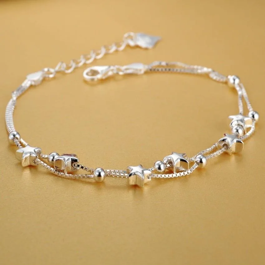 Pulseras de plata de ley 925 con estrellas para mujer, dijes de diseñador de moda, joyería para fiestas y bodas, regalos navideños