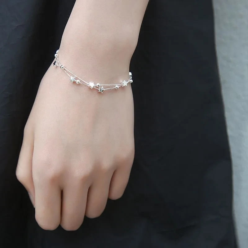 Pulseras de plata de ley 925 con estrellas para mujer, dijes de diseñador de moda, joyería para fiestas y bodas, regalos navideños