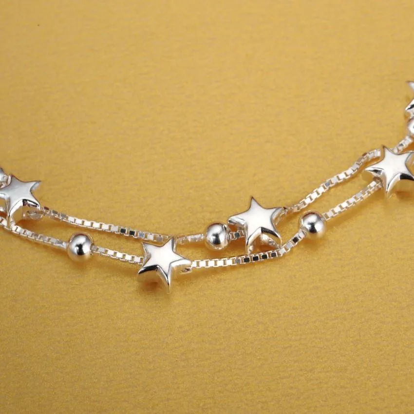 Pulseras de plata de ley 925 con estrellas para mujer, dijes de diseñador de moda, joyería para fiestas y bodas, regalos navideños