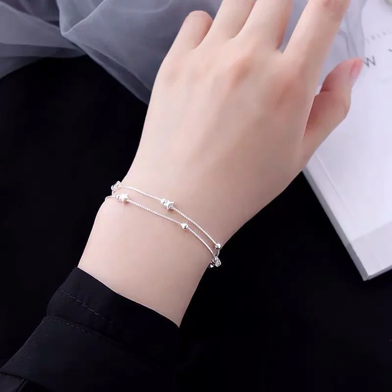 Pulseras de plata de ley 925 con estrellas para mujer, dijes de diseñador de moda, joyería para fiestas y bodas, regalos navideños