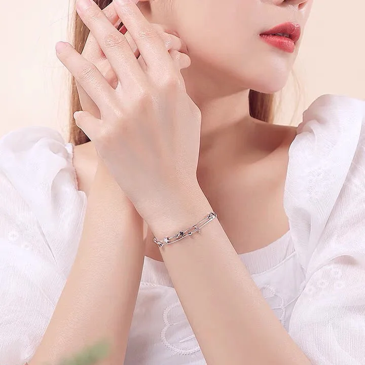 Pulseras de plata de ley 925 con estrellas para mujer, dijes de diseñador de moda, joyería para fiestas y bodas, regalos navideños