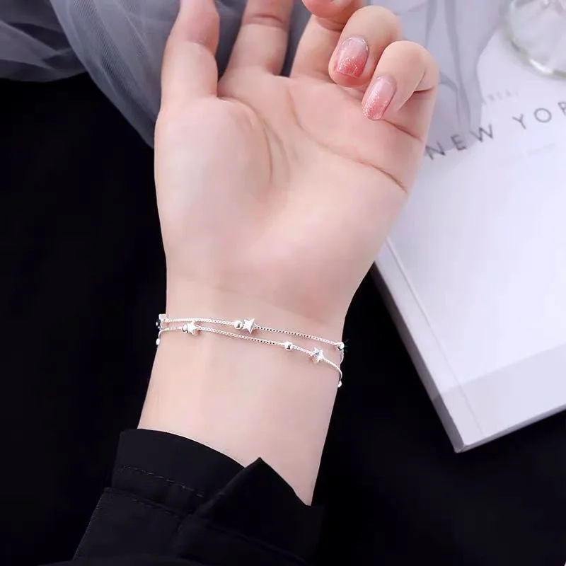 Pulseras de plata de ley 925 con estrellas para mujer, dijes de diseñador de moda, joyería para fiestas y bodas, regalos navideños