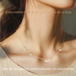 JEWELLWANG Colgante de diamante creado en laboratorio con brillo flotante, cuentas redondas de oro amarillo de 18 quilates, cadena ajustable suspendida, regalo de diamante Real