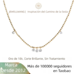 JEWELLWANG Colgante de diamante creado en laboratorio con brillo flotante, cuentas redondas de oro amarillo de 18 quilates, cadena ajustable suspendida, regalo de diamante Real - Imagen 2