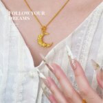 Collar de lujo para mujer con colgante de estrella, luna y flor de diamantes en oro puro 24K 9999, cadena para clavícula. - Imagen 3