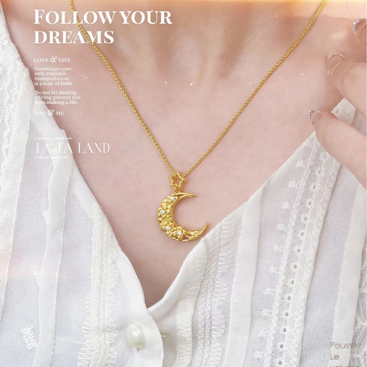 Collar de lujo para mujer con colgante de estrella, luna y flor de diamantes en oro puro 24K 9999, cadena para clavícula.