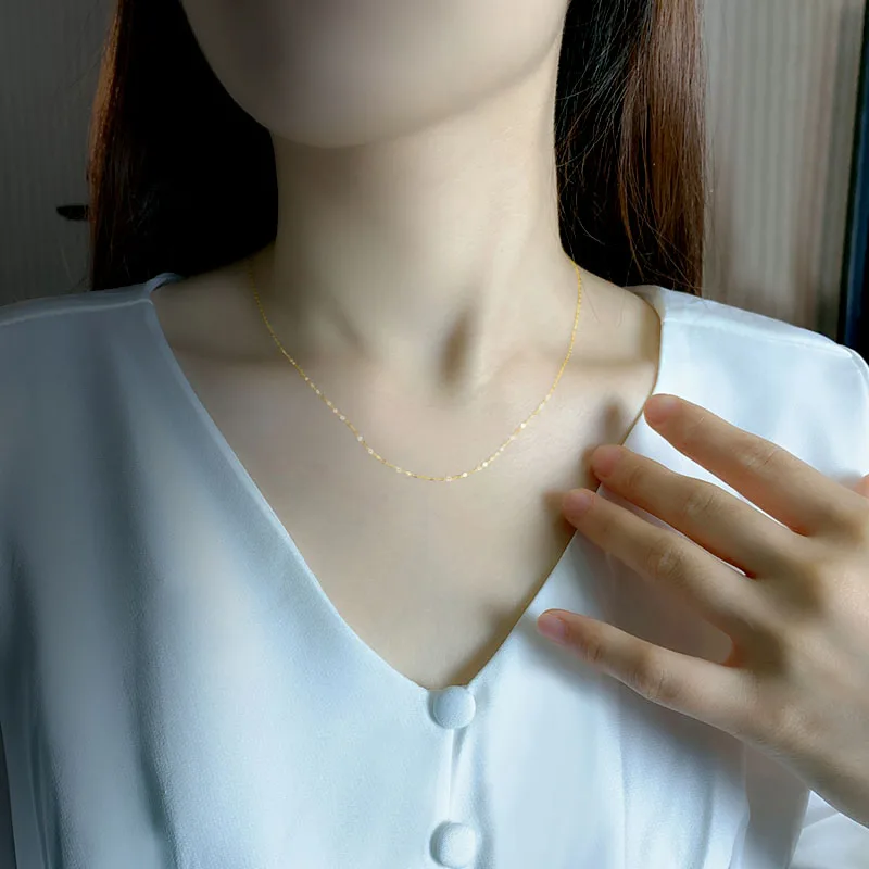 NYMPH Real 18K oro amarillo cadena Chopin collar Au750 joyería fina boda para mujer regalo de boda X269 22-9-14