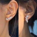 Pendientes de tuerca de moissanita con corte marquesa de 3 quilates, 100% plata de ley 925, pendientes brillantes con diseño de hoja para mujer, joyería de fiesta - Imagen 6