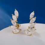 Pendientes de tuerca de moissanita con corte marquesa de 3 quilates, 100% plata de ley 925, pendientes brillantes con diseño de hoja para mujer, joyería de fiesta - Imagen 3