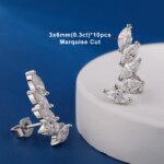 Pendientes de tuerca de moissanita con corte marquesa de 3 quilates, 100% plata de ley 925, pendientes brillantes con diseño de hoja para mujer, joyería de fiesta - Imagen 4