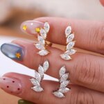 Pendientes de tuerca de moissanita con corte marquesa de 3 quilates, 100% plata de ley 925, pendientes brillantes con diseño de hoja para mujer, joyería de fiesta - Imagen 2