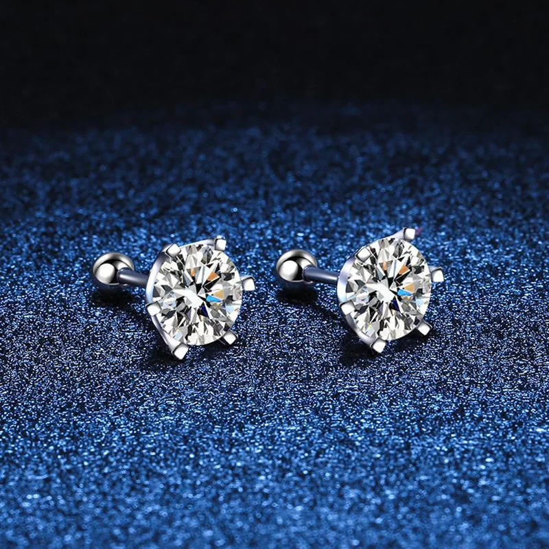 BIJOX STORY-pendientes de tuerca de moissanita para mujer, Color D, Plata de Ley 925, 6 puntas de diamante, joyería fina para boda BIJOX STORY-pendientes de tuerca de moissanita para mujer, Color D, Plata de Ley 925, 6 puntas de diamante, joyería fina para boda
