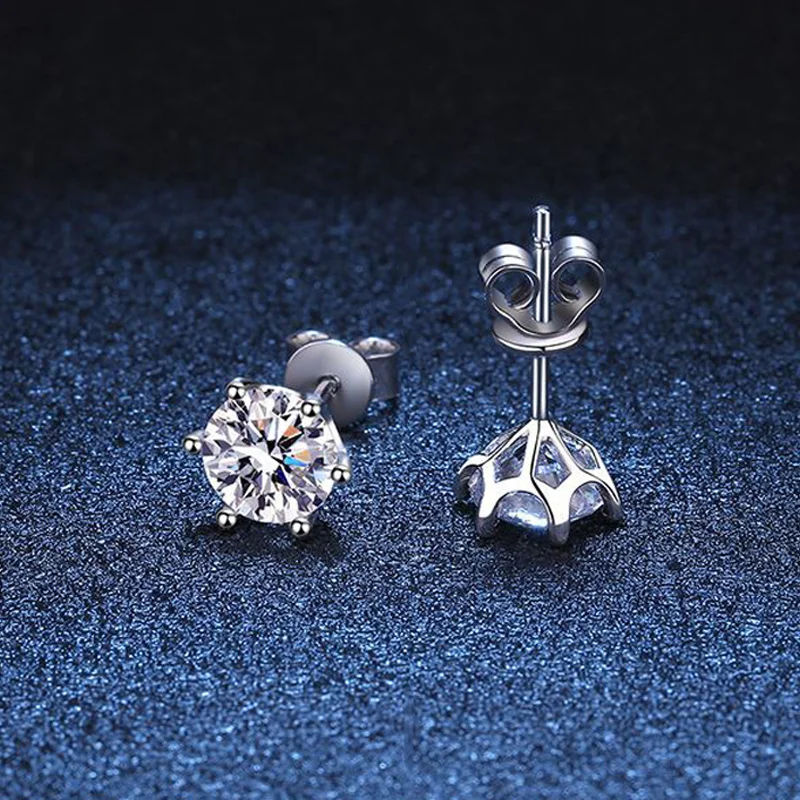 BIJOX STORY-pendientes de tuerca de moissanita para mujer, Color D, Plata de Ley 925, 6 puntas de diamante, joyería fina para boda BIJOX STORY-pendientes de tuerca de moissanita para mujer, Color D, Plata de Ley 925, 6 puntas de diamante, joyería fina para boda