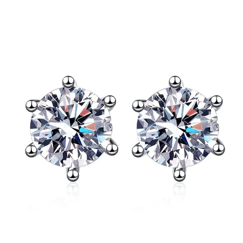BIJOX STORY-pendientes de tuerca de moissanita para mujer, Color D, Plata de Ley 925, 6 puntas de diamante, joyería fina para boda BIJOX STORY-pendientes de tuerca de moissanita para mujer, Color D, Plata de Ley 925, 6 puntas de diamante, joyería fina para boda