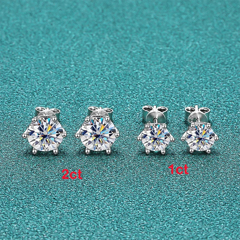 BIJOX STORY-pendientes de tuerca de moissanita para mujer, Color D, Plata de Ley 925, 6 puntas de diamante, joyería fina para boda BIJOX STORY-pendientes de tuerca de moissanita para mujer, Color D, Plata de Ley 925, 6 puntas de diamante, joyería fina para boda