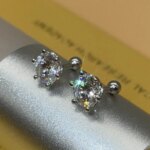 BIJOX STORY-pendientes de tuerca de moissanita para mujer, Color D, Plata de Ley 925, 6 puntas de diamante, joyería fina para boda - Imagen 3