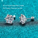 BIJOX STORY-pendientes de tuerca de moissanita para mujer, Color D, Plata de Ley 925, 6 puntas de diamante, joyería fina para boda - Imagen 2
