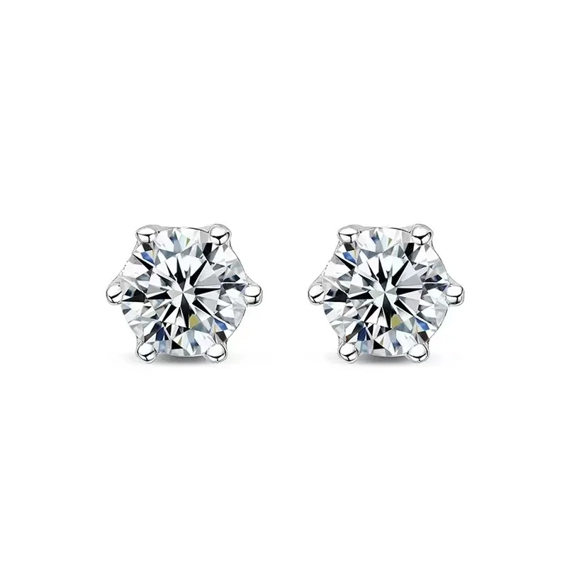BIJOX STORY-pendientes de tuerca de moissanita para mujer, Color D, Plata de Ley 925, 6 puntas de diamante, joyería fina para boda BIJOX STORY-pendientes de tuerca de moissanita para mujer, Color D, Plata de Ley 925, 6 puntas de diamante, joyería fina para boda