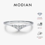 Anillo MODIAN de moissanita Simple eternidad, Plata de Ley 925, anillos de boda finos simples brillantes para mujer, regalo de joyería fina