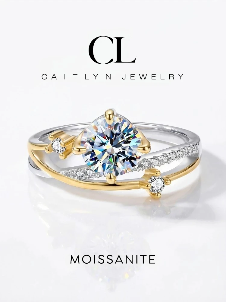 Anillos de boda románticos con diamantes de moissanita certificados de 1 quilate, diseño de caminos de estrellas, para mujer, regalo para citas, joyería fina de plata de ley 925