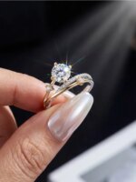 Anillos de boda románticos con diamantes de moissanita certificados de 1 quilate, diseño de caminos de estrellas, para mujer, regalo para citas, joyería fina de plata de ley 925 - Imagen 2