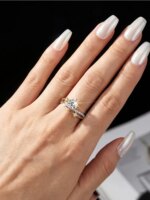 Anillos de boda románticos con diamantes de moissanita certificados de 1 quilate, diseño de caminos de estrellas, para mujer, regalo para citas, joyería fina de plata de ley 925 - Imagen 4