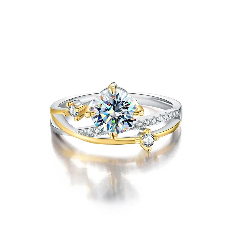 Anillos de boda románticos con diamantes de moissanita certificados de 1 quilate, diseño de caminos de estrellas, para mujer, regalo para citas, joyería fina de plata de ley 925