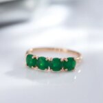 Anillo de Oro Rosa de 18K 100% para Mujer con Esmeralda Natural, Joyería, Anillos de Bisutería, Anillos de Mujer, Anillos de Oro con Piedras Preciosas, Caja - Imagen 5