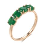 Anillo de Oro Rosa de 18K 100% para Mujer con Esmeralda Natural, Joyería, Anillos de Bisutería, Anillos de Mujer, Anillos de Oro con Piedras Preciosas, Caja