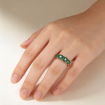 Anillo de Oro Rosa de 18K 100% para Mujer con Esmeralda Natural, Joyería, Anillos de Bisutería, Anillos de Mujer, Anillos de Oro con Piedras Preciosas, Caja - Imagen 2