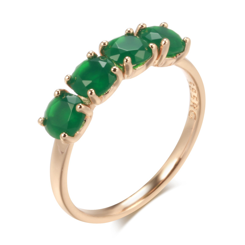 Anillo de Oro Rosa de 18K 100% para Mujer con Esmeralda Natural, Joyería, Anillos de Bisutería, Anillos de Mujer, Anillos de Oro con Piedras Preciosas, Caja